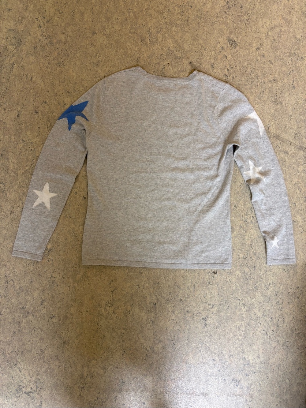 TKEQ The Shop Women’s S Gray Cotton Cashmere Star Sleeve Sweater Blue Cream - Picture 4 of 7